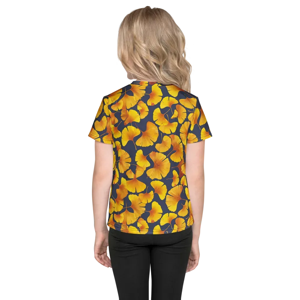 Ginkgo Afterglow on Kids Crew Neck T-Shirt — Back