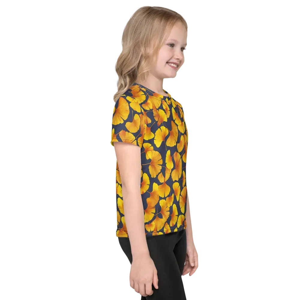Ginkgo Afterglow on Kids Crew Neck T-Shirt — Right