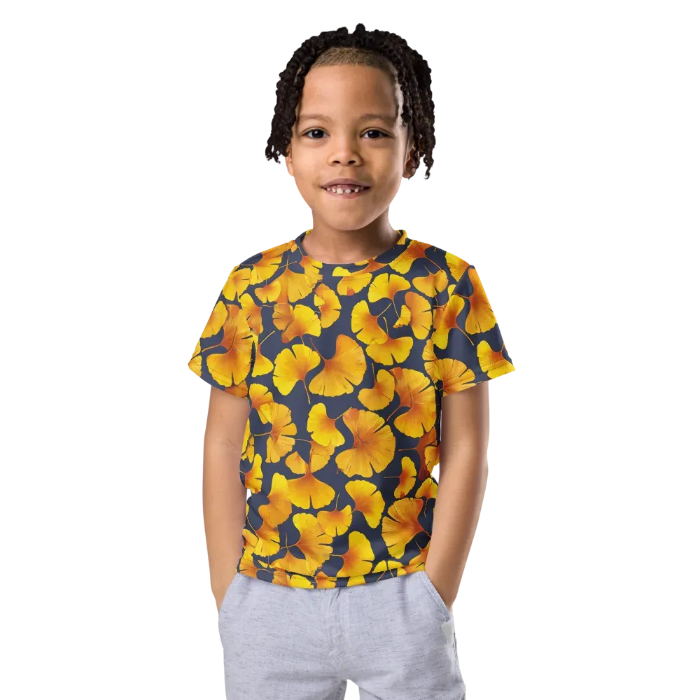 Ginkgo Afterglow on Kids Crew Neck T-Shirt — Front