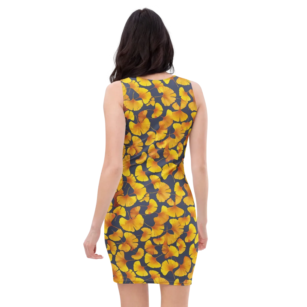 Ginkgo Afterglow on Bodycon Dress — Back