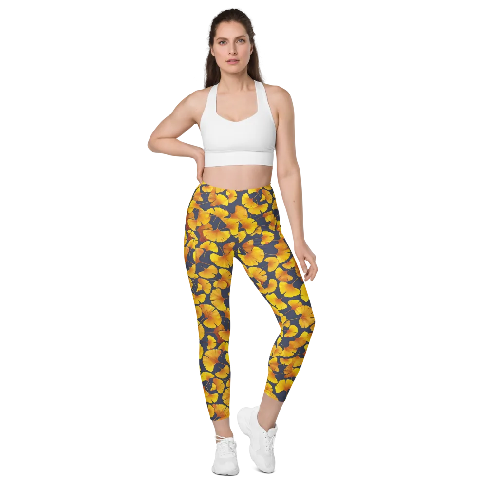 Ginkgo Afterglow on Leggings with Pockets — Front