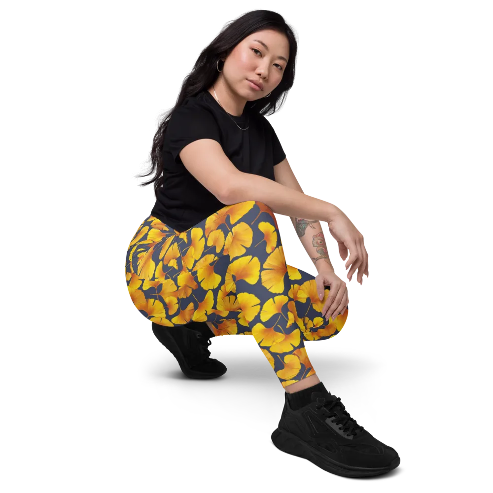 Ginkgo Afterglow on Leggings with Pockets — Right Front