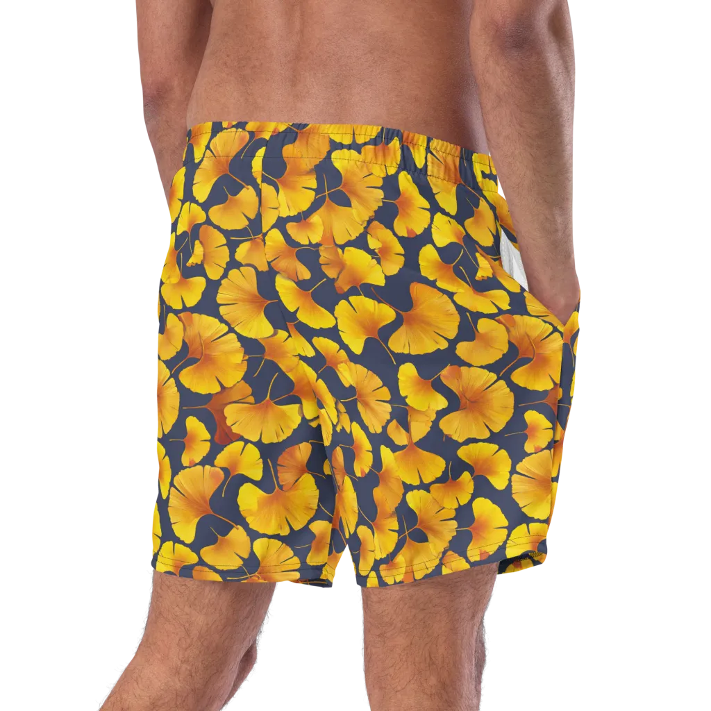 Ginkgo Afterglow on Swim Trunks — Right Back