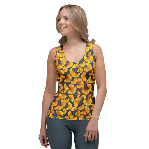 Ginkgo Afterglow on a Women's Tank Top