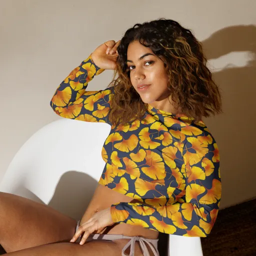 Ginkgo Afterglow on a Long Sleeve Crop Top
