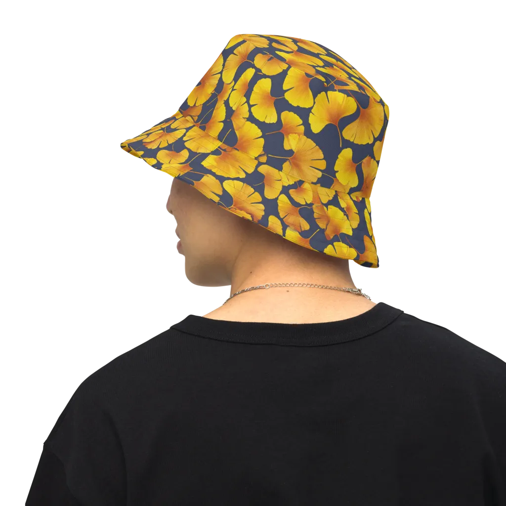 Ginkgo Afterglow on Reversible Bucket Hat — Back Inside