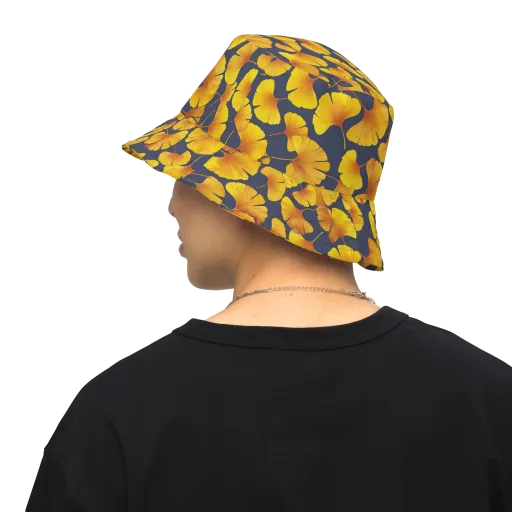 Ginkgo Afterglow on a Reversible Bucket Hat