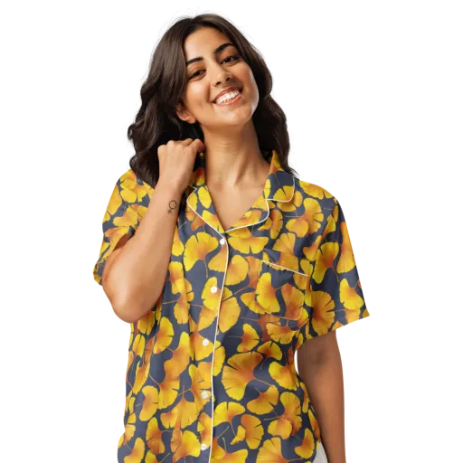 Ginkgo Afterglow on a Women's Short Sleeve Pajama Top
