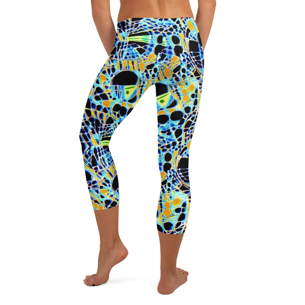 Blue Static on Capri Leggings — Back