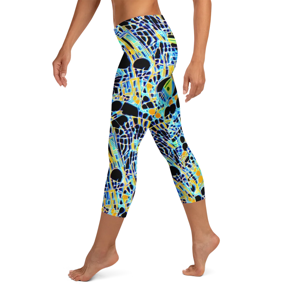 Blue Static on Capri Leggings — Left