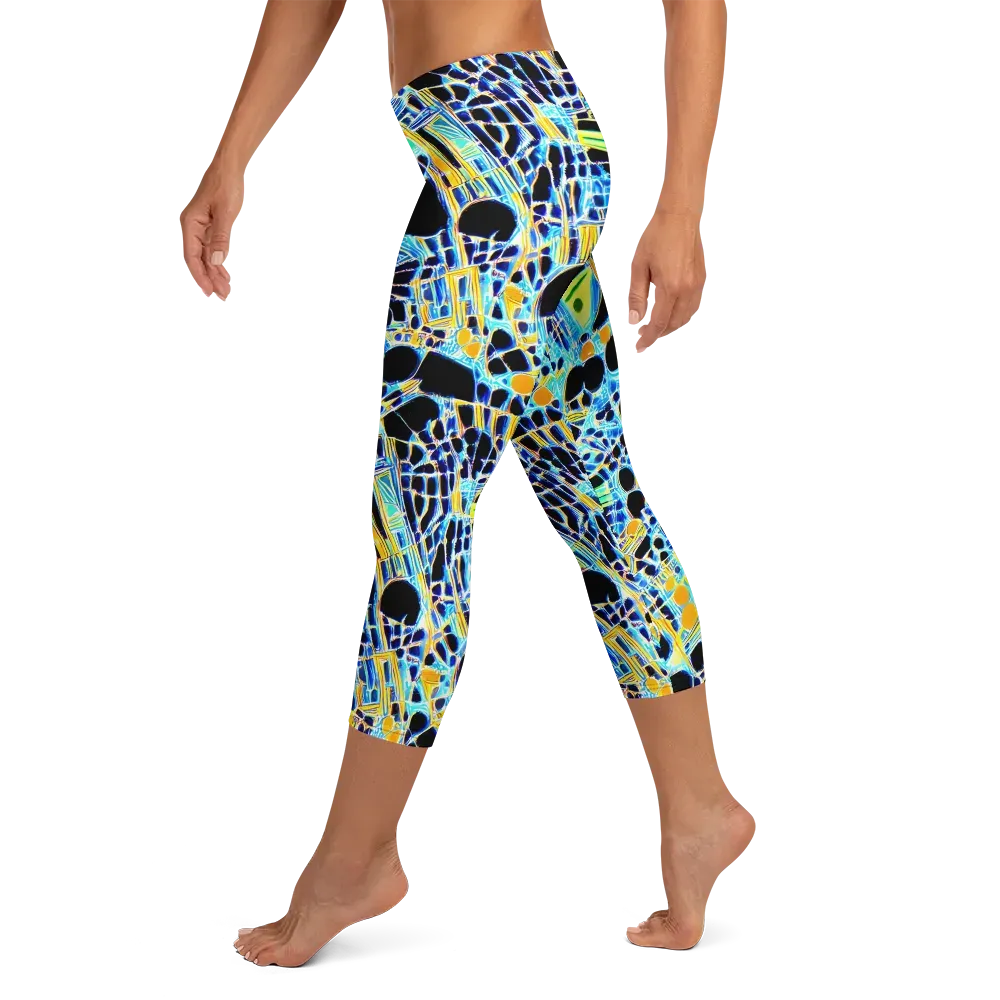 Blue Static on Capri Leggings — Left