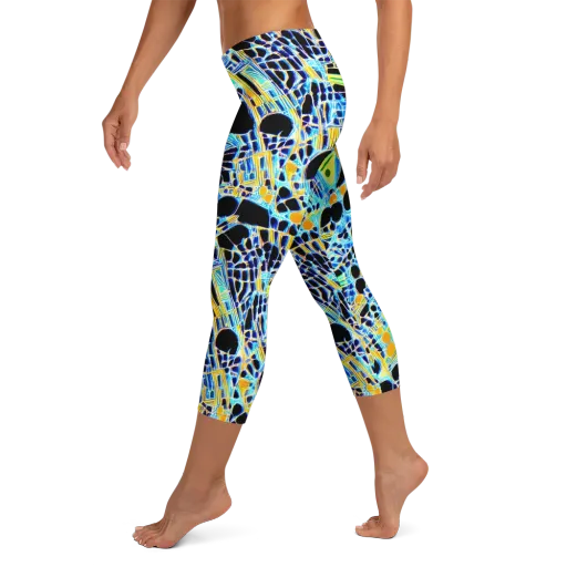 Blue Static on a Capri Leggings