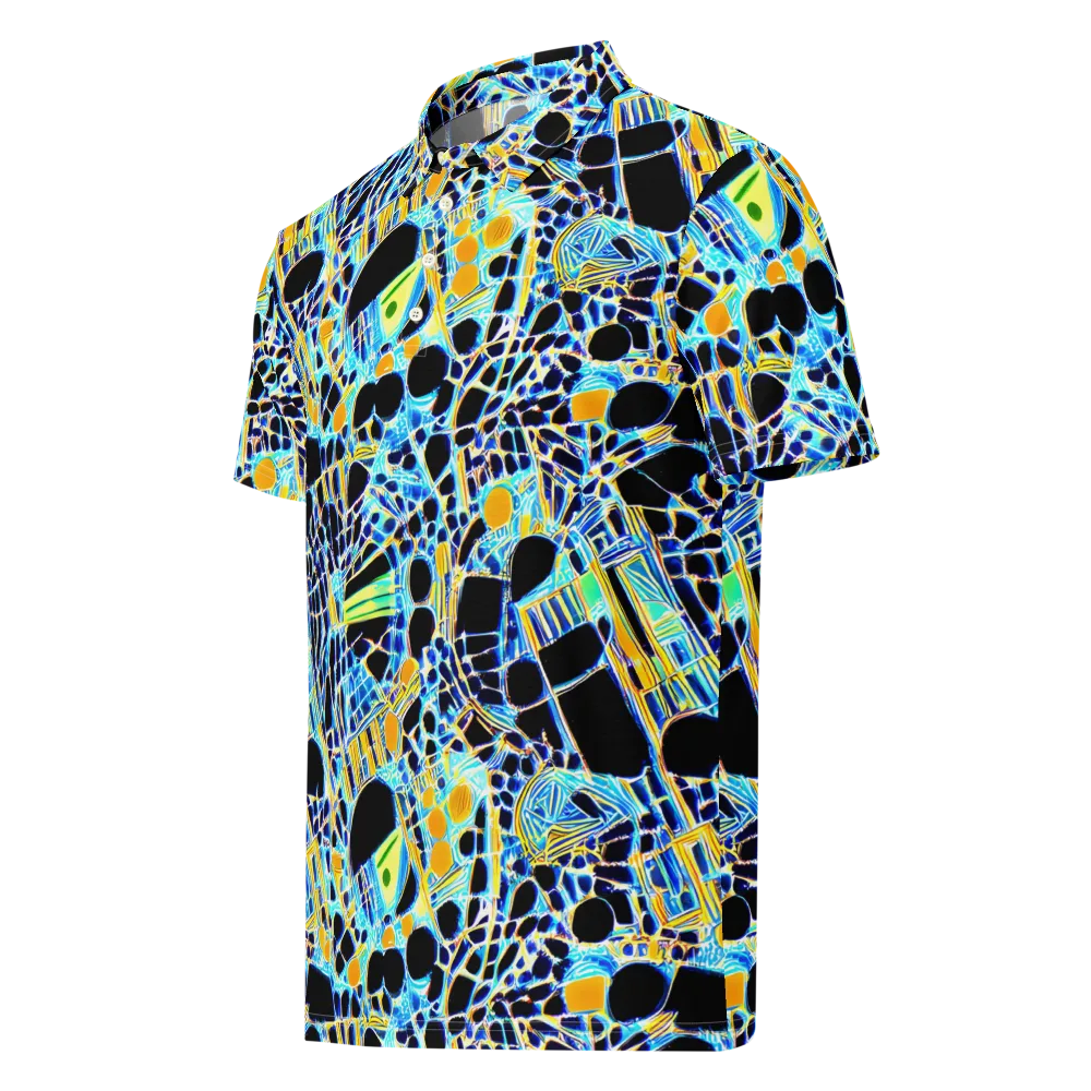 Blue Static on Men's Slim Fit Polo Shirt — Left Front