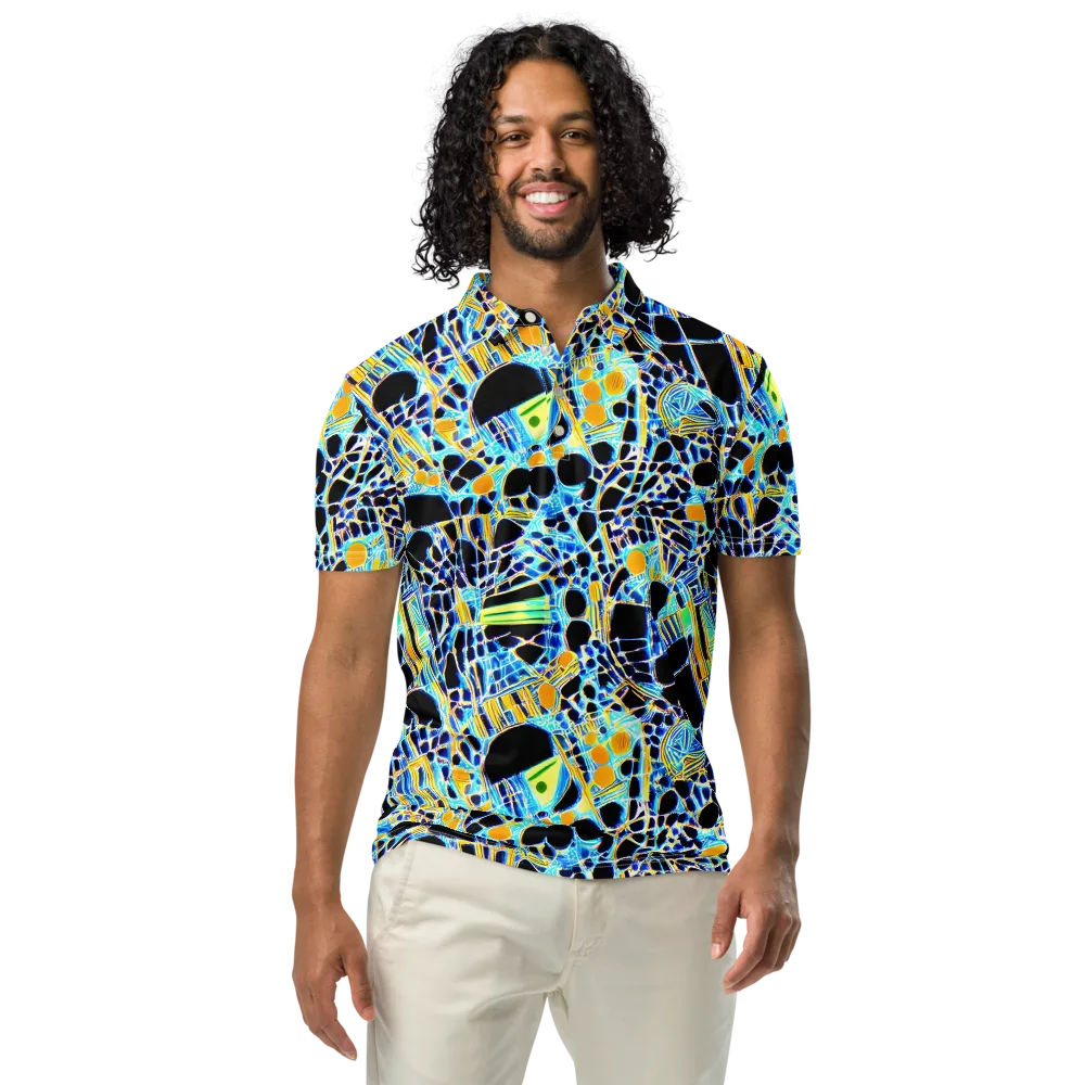 Blue Static on Men's Slim Fit Polo Shirt — Front