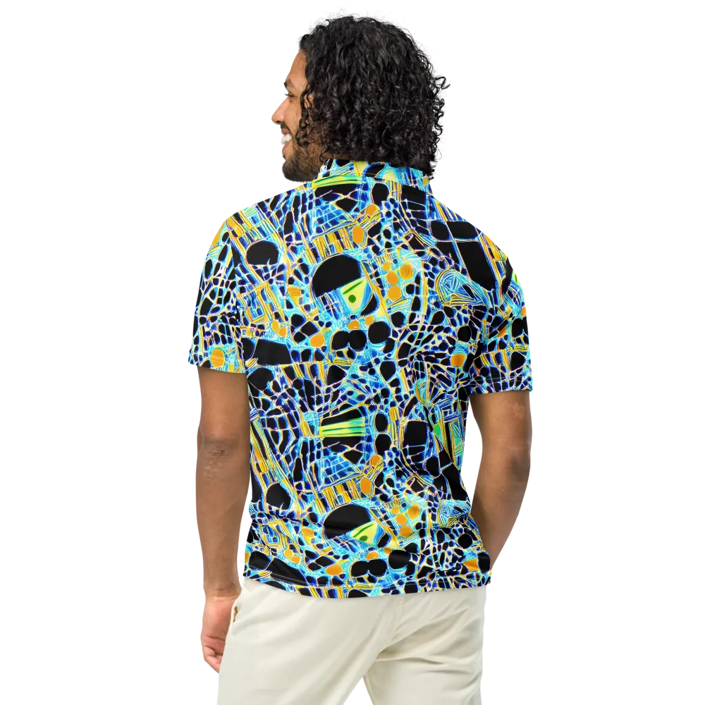 Blue Static on Men's Slim Fit Polo Shirt — Back