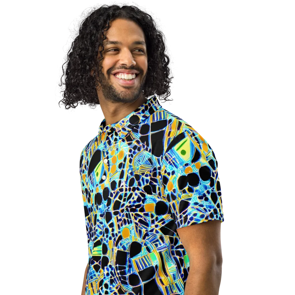 Blue Static on Men's Slim Fit Polo Shirt — Left Front