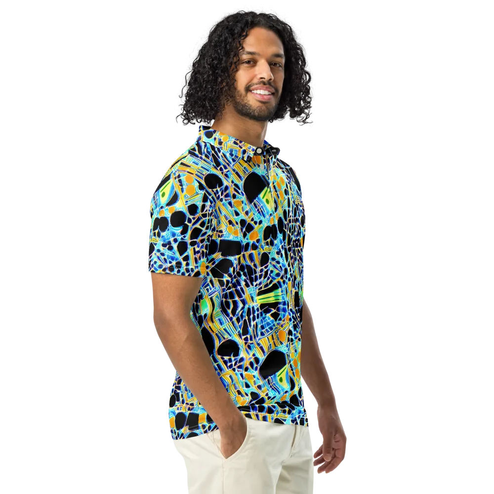 Blue Static on Men's Slim Fit Polo Shirt — Right Front