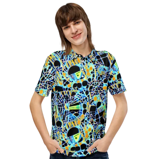Blue Static on a Men's Slim Fit Polo Shirt