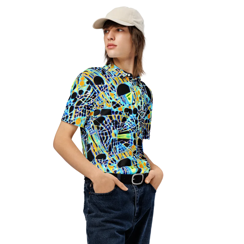 Blue Static on Men's Slim Fit Polo Shirt — Right Front