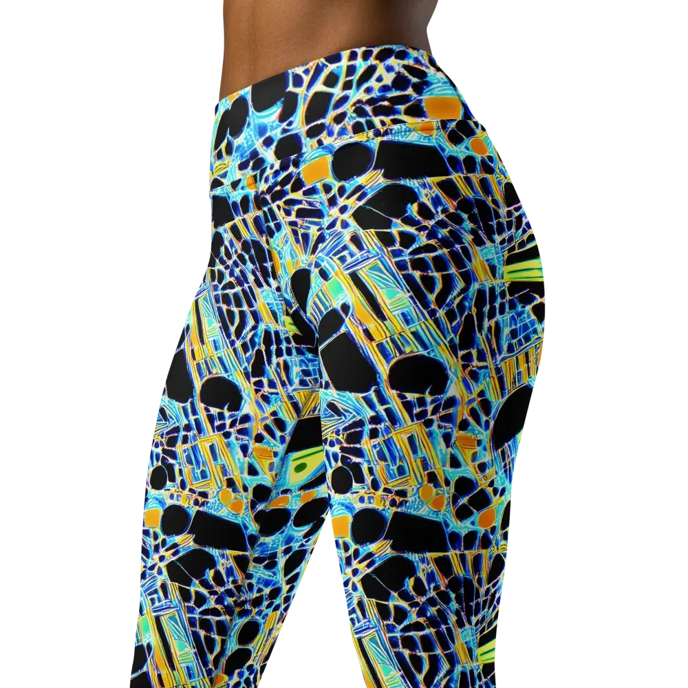 Blue Static on Yoga Leggings — Left Front