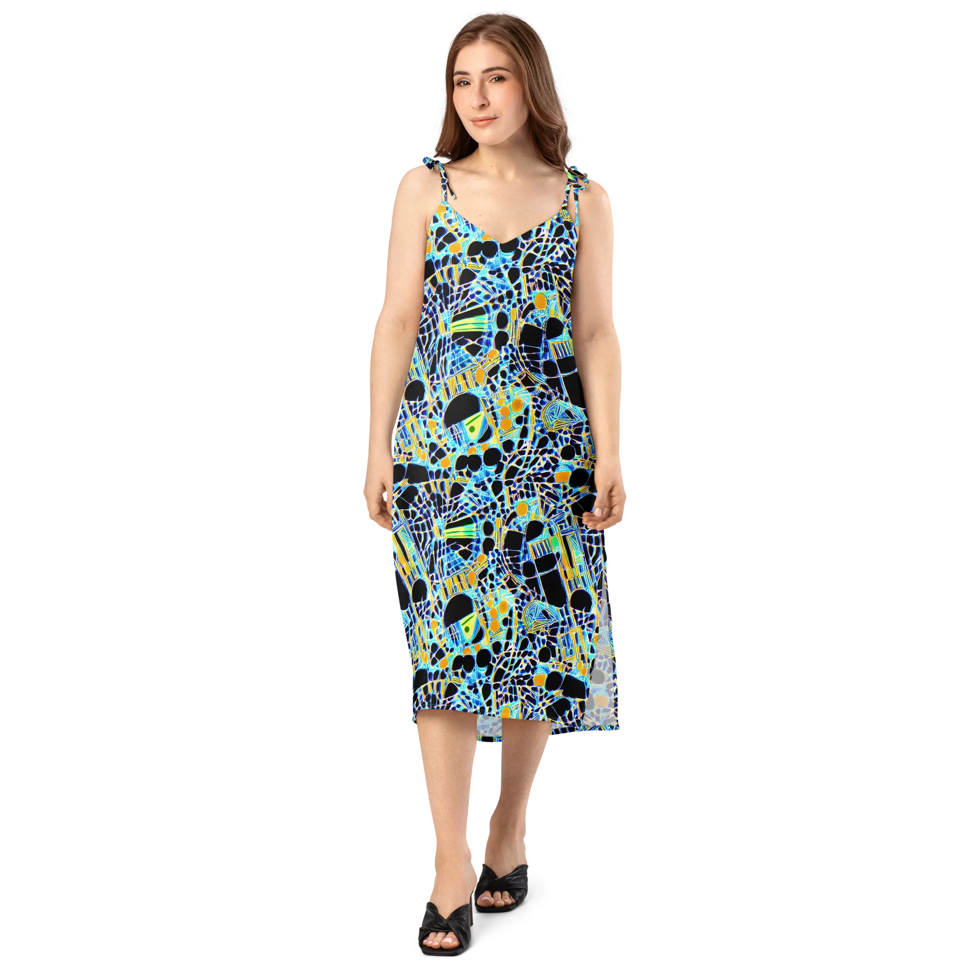 Blue Static on Slip Dress — Front