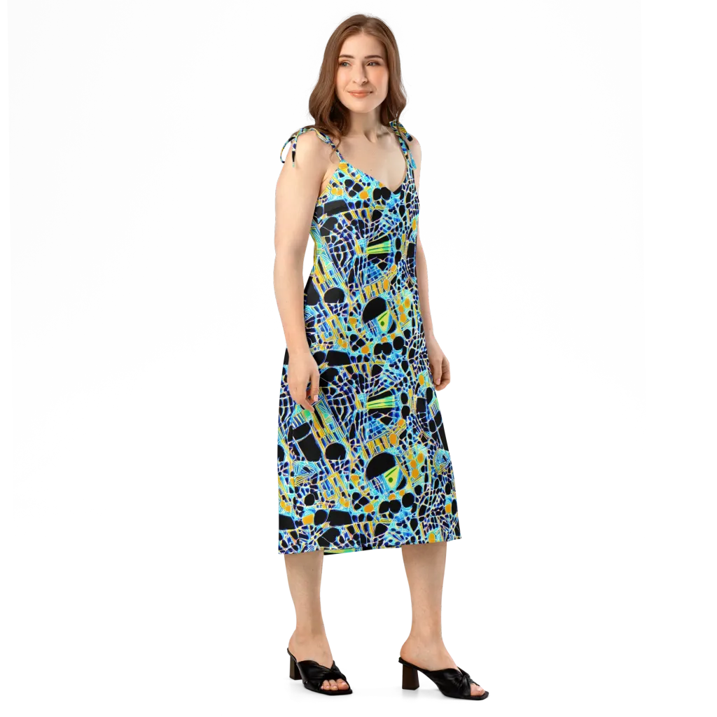 Blue Static on Slip Dress — Right Front
