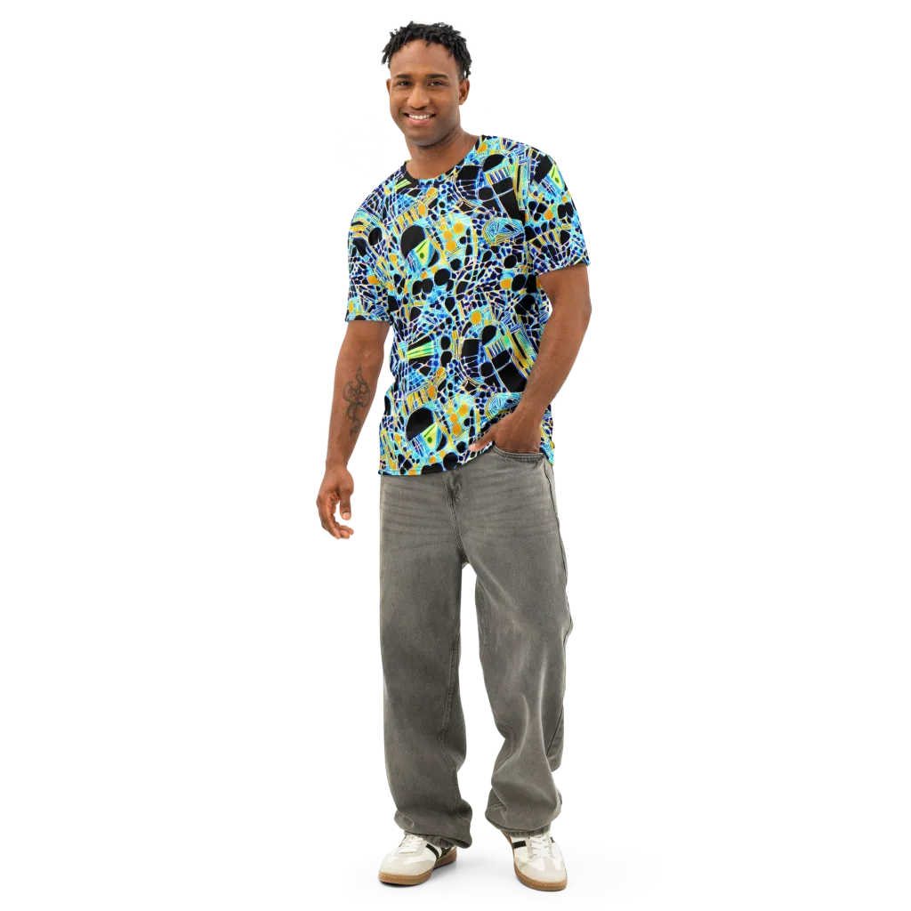 Blue Static on Men's Cotton Crew Neck T-Shirt — Front