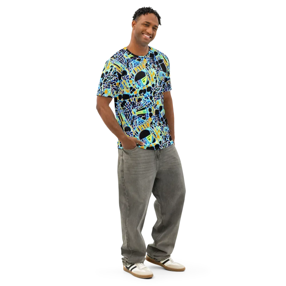 Blue Static on Men's Cotton Crew Neck T-Shirt — Right Front