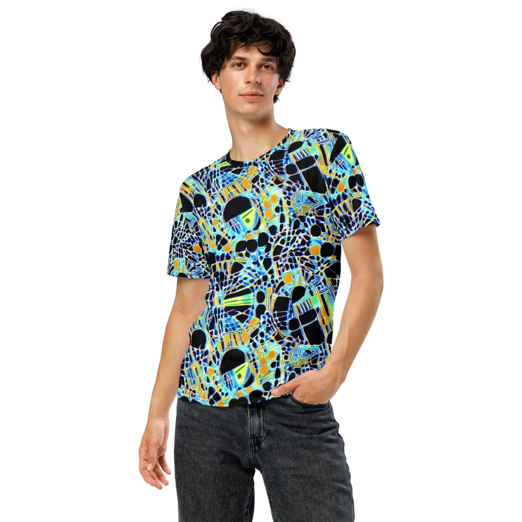 Blue Static on Men's Crew Neck T-Shirt — Front