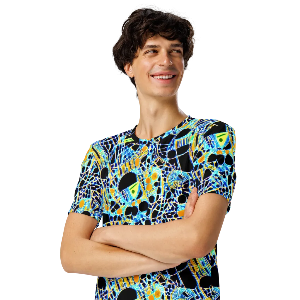 Blue Static on Men's Crew Neck T-Shirt — Left Front