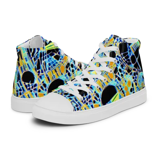 Blue Static on a Men's High Top Canvas Shoes
