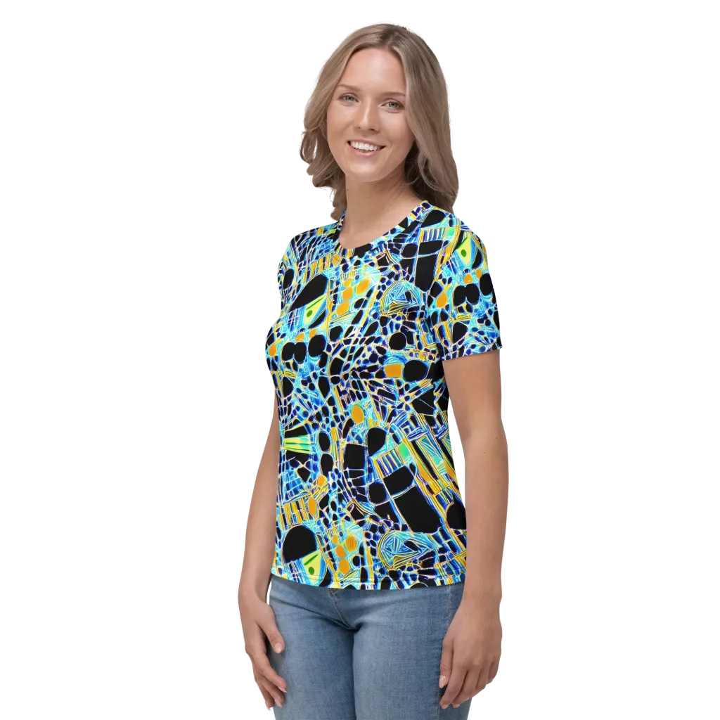 Blue Static on Women's Crew Neck T-Shirt — Left