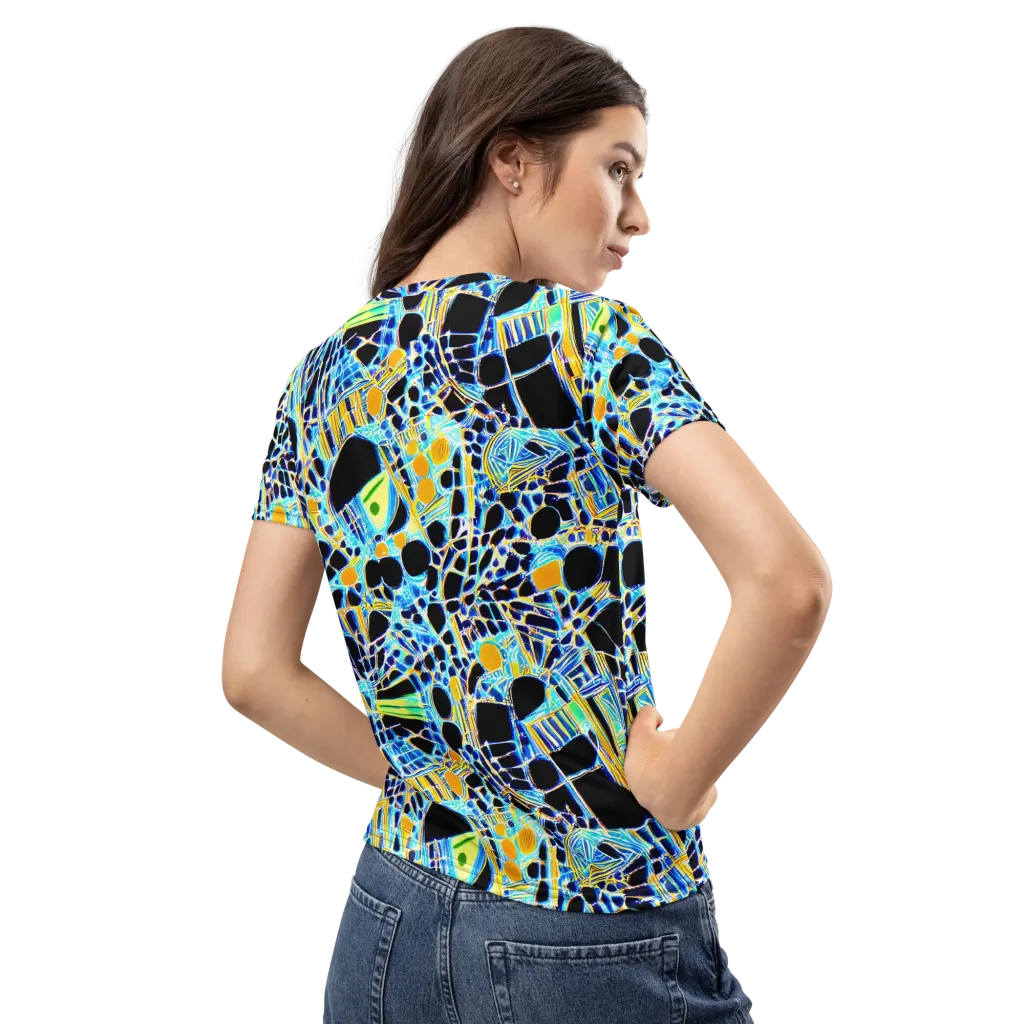 Blue Static on Women's Crew Neck T-Shirt — Back