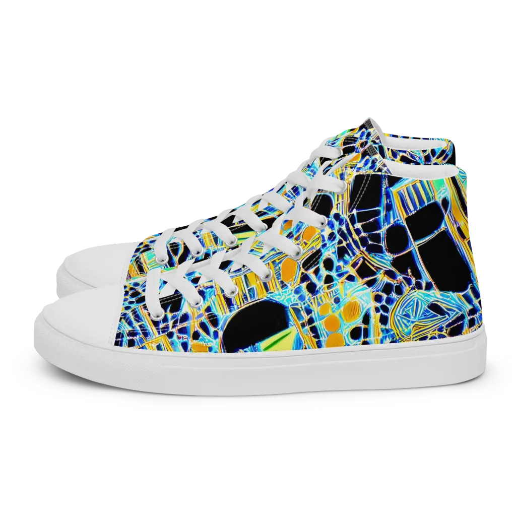 Blue Static on Women's High Top Canvas Shoes — Left