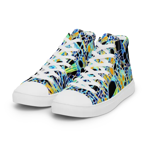 Blue Static on a Women's High Top Canvas Shoes