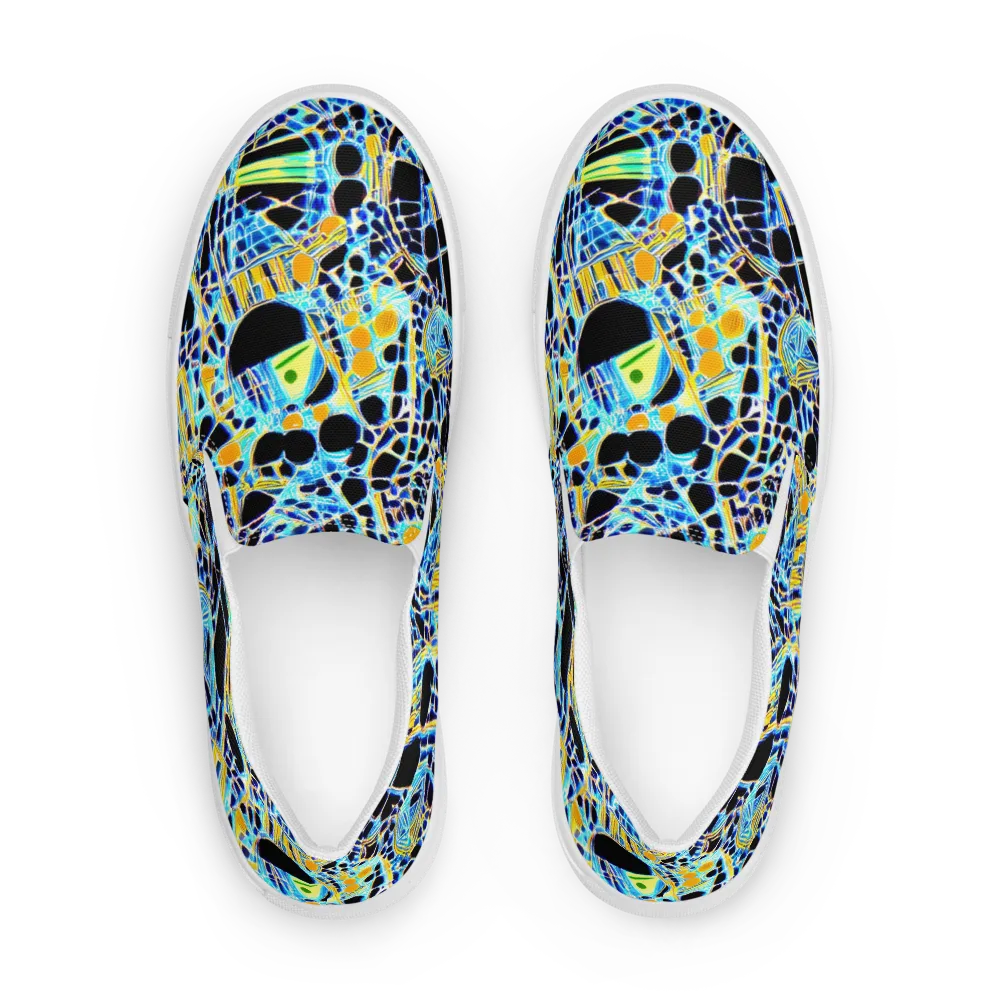 Blue Static on Men's Slip-On Canvas Shoes — Front