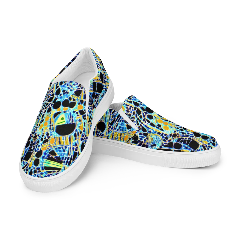 Blue Static on Men's Slip-On Canvas Shoes — Left Front