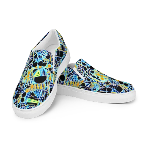 Blue Static on a Men's Slip-On Canvas Shoes