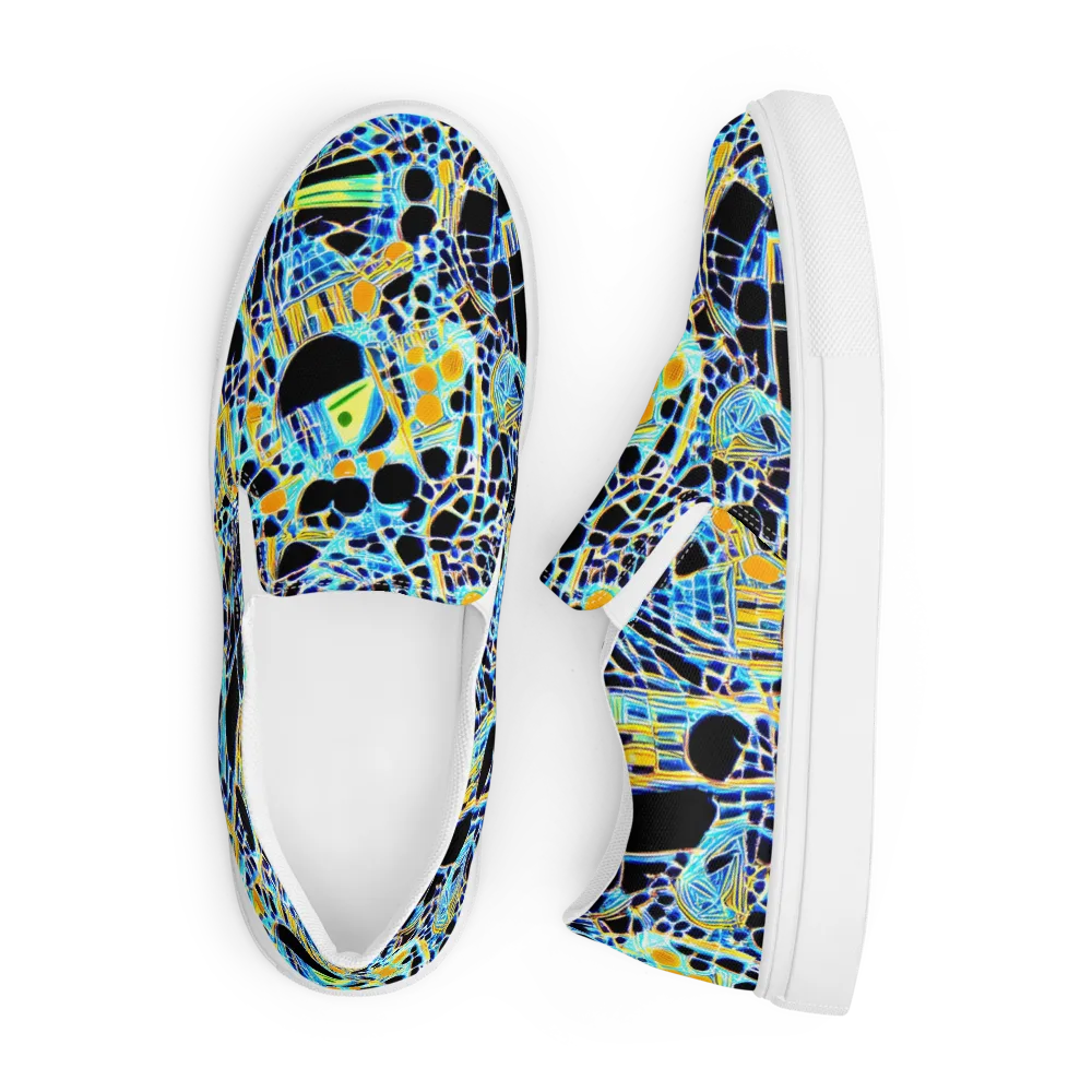 Blue Static on Men's Slip-On Canvas Shoes — Front