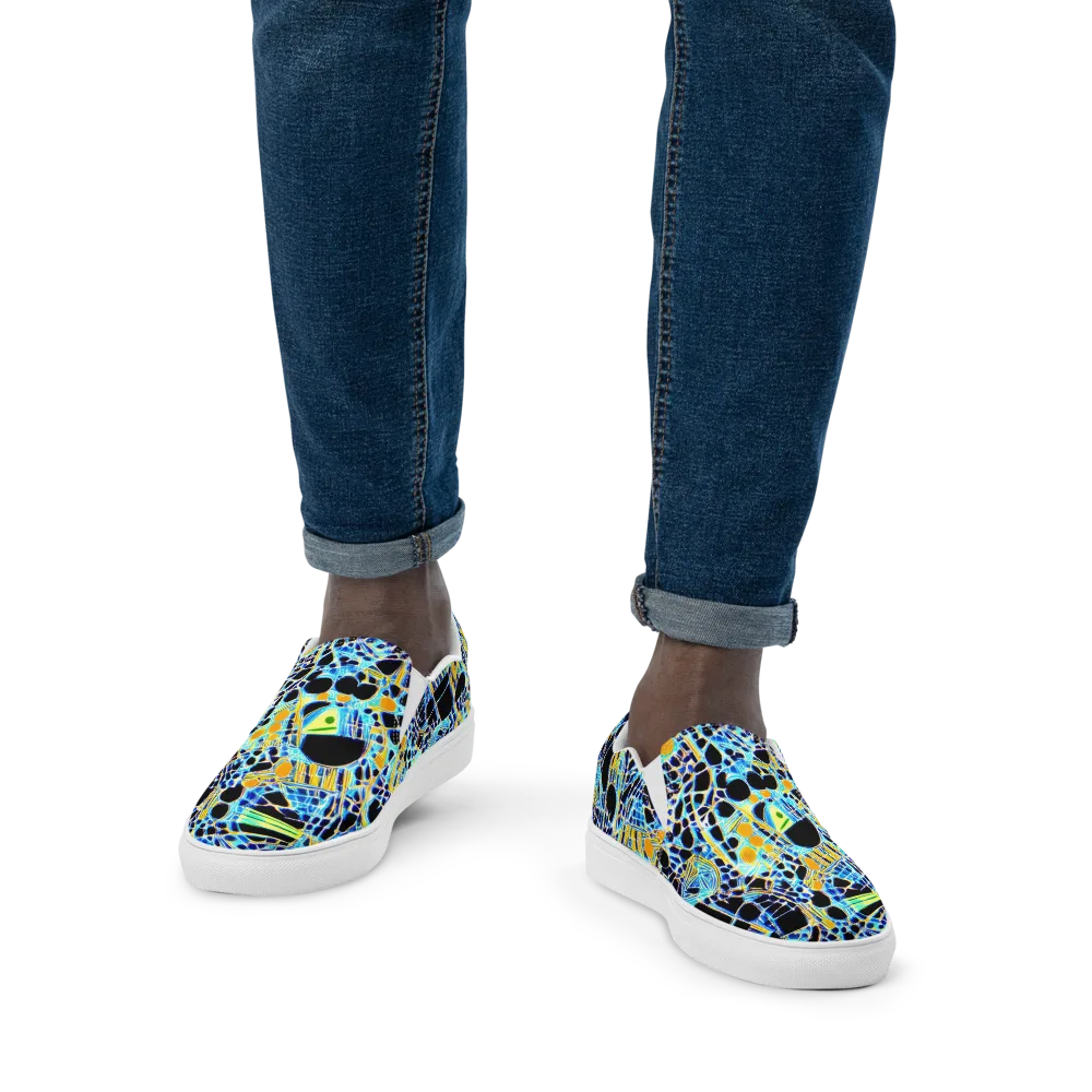 Blue Static on Men's Slip-On Canvas Shoes — Front
