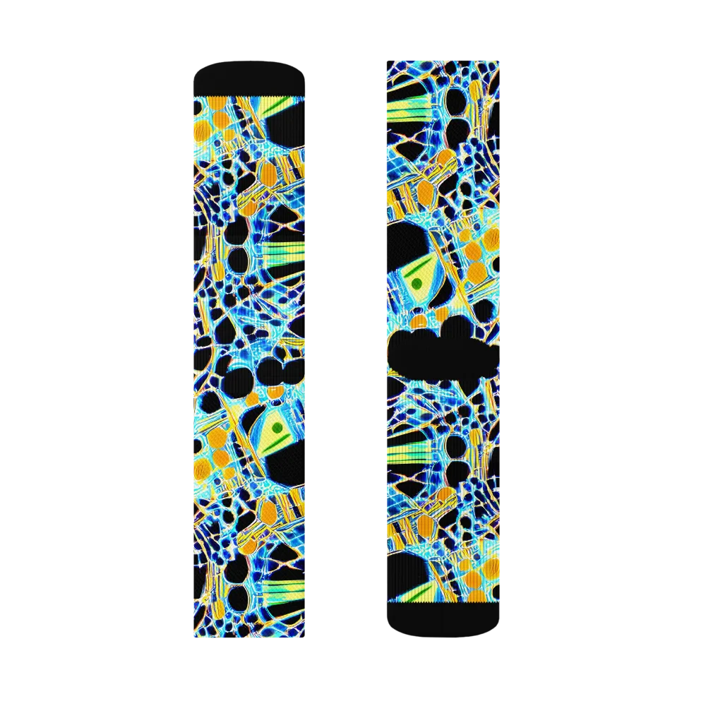 Blue Static on Socks — Right Sock