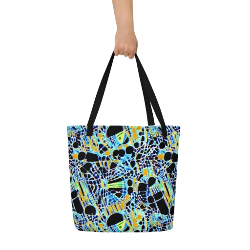 Blue Static on a Large Tote Bag W/ Pocket