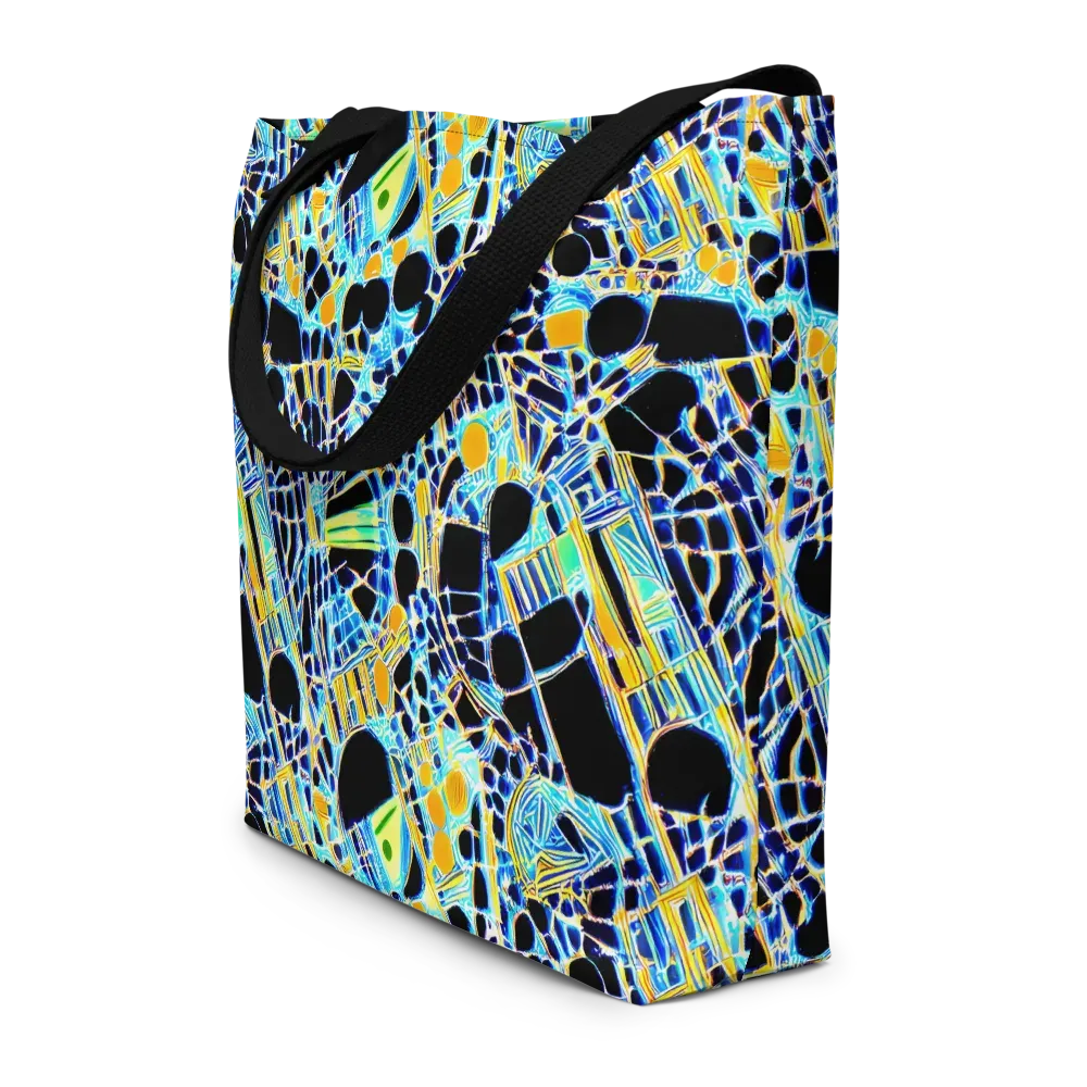 Blue Static on Large Tote Bag W/ Pocket — Front