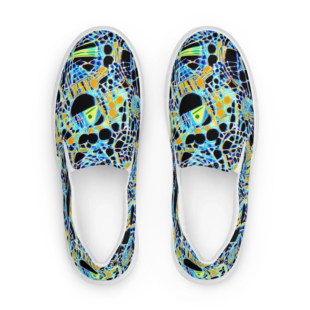 Blue Static on Women's Slip-On Canvas Shoes — Front