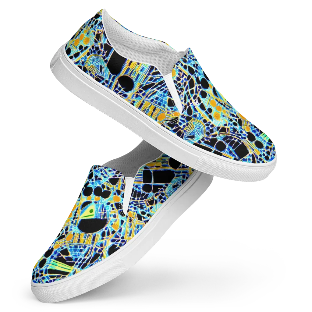 Blue Static on Women's Slip-On Canvas Shoes — Front