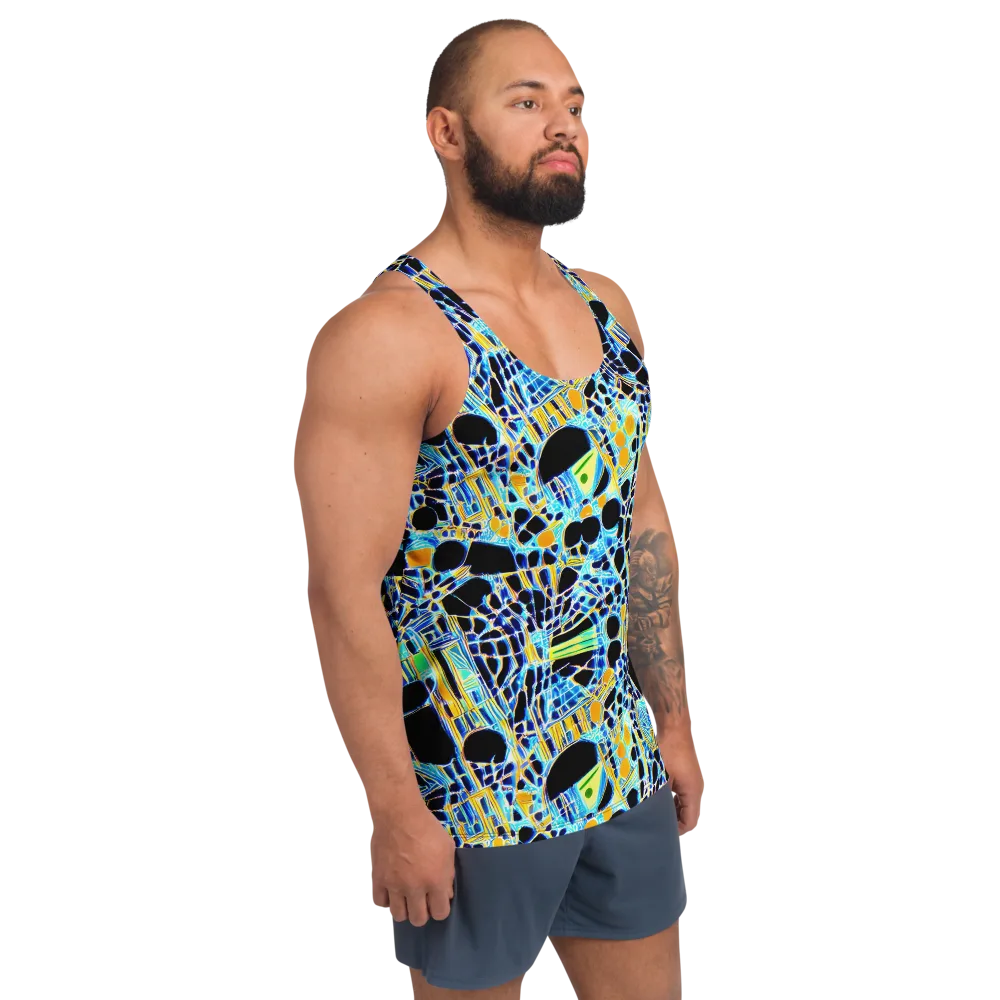 Blue Static on Men's Tank Top — Right Front