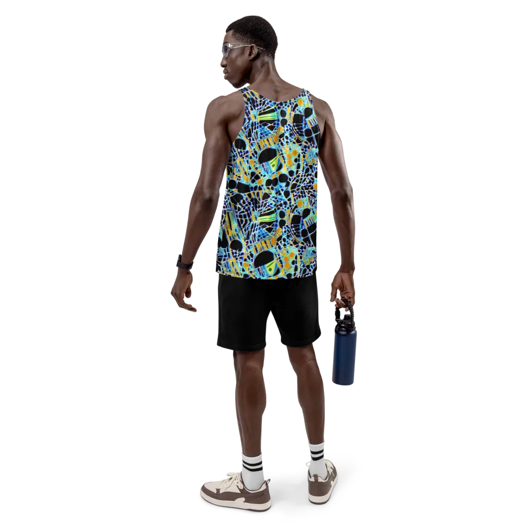 Blue Static on Men's Tank Top — Back