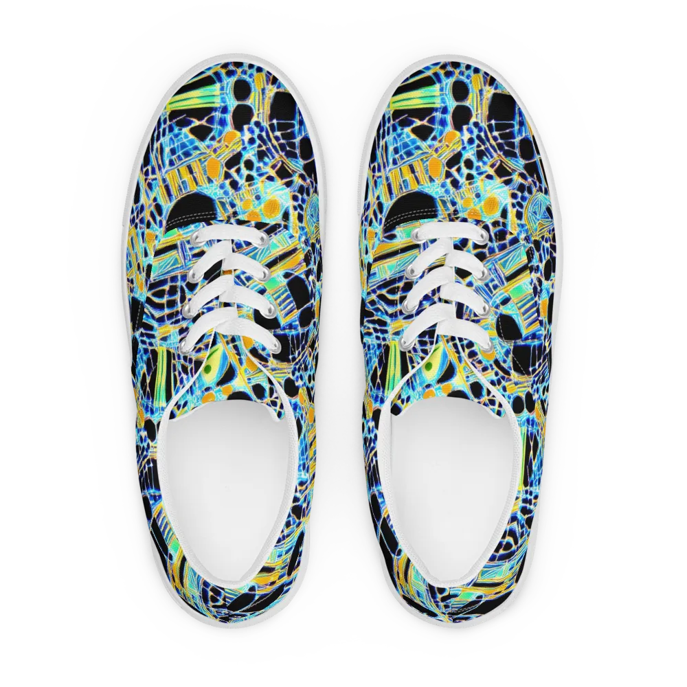 Blue Static on Men's Lace-Up Canvas Shoes — Front