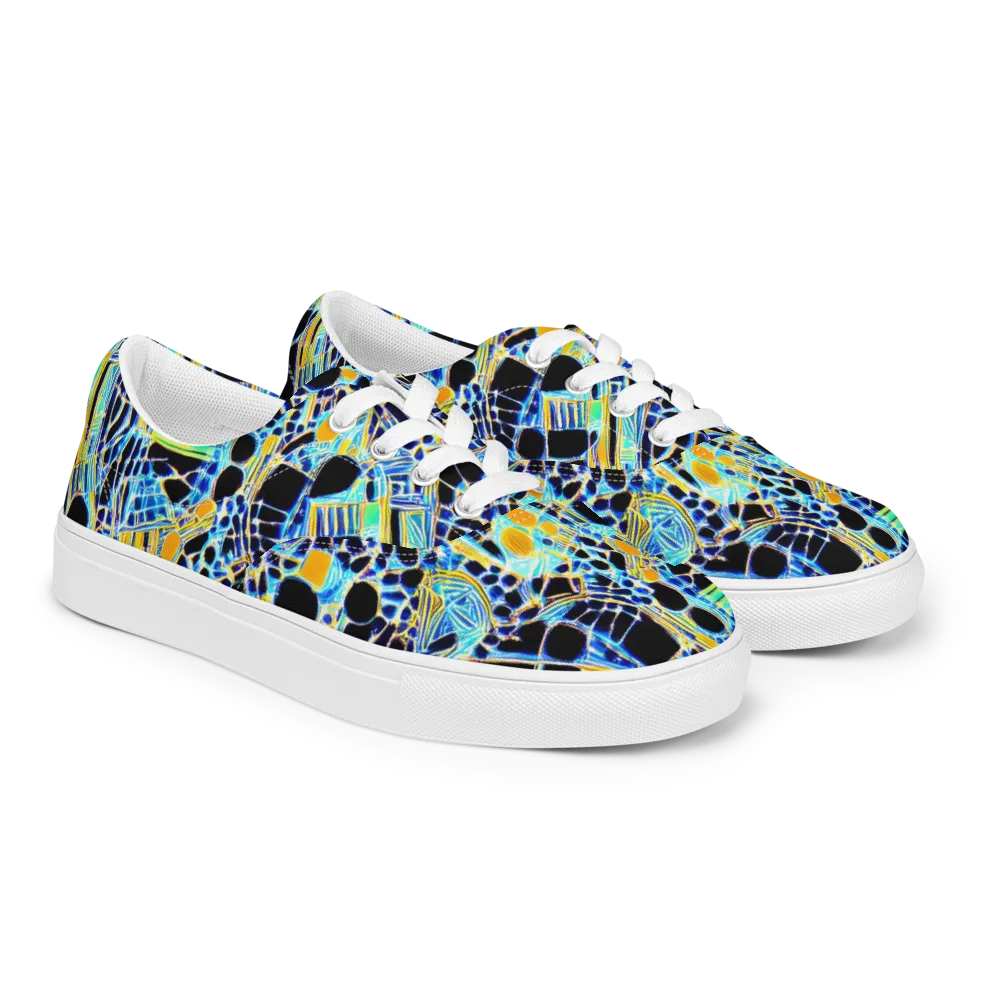 Blue Static on Men's Lace-Up Canvas Shoes — Right Front