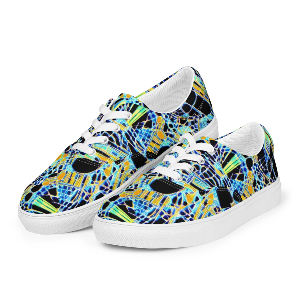 Blue Static on Men's Lace-Up Canvas Shoes — Left Front